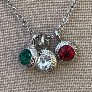 Chic Silver Necklace with Red, Green, and Clear Accents